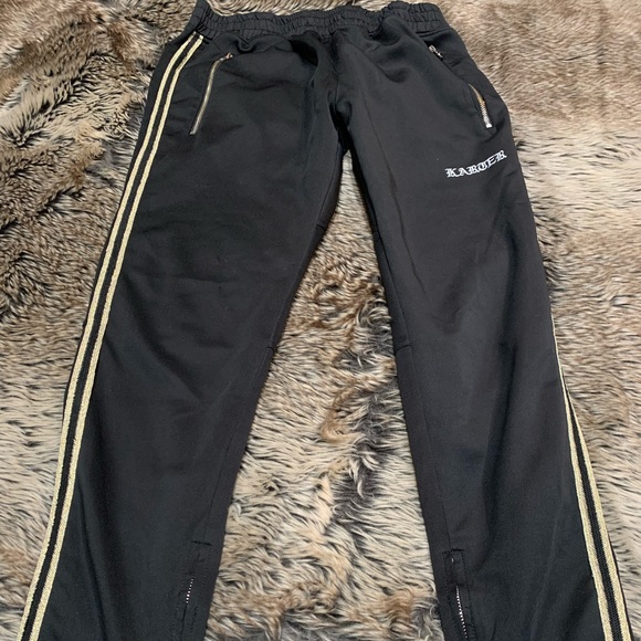 Karter Collection Jogger Track Pants Size L Black with Gold Piping - Picture 1 of 6